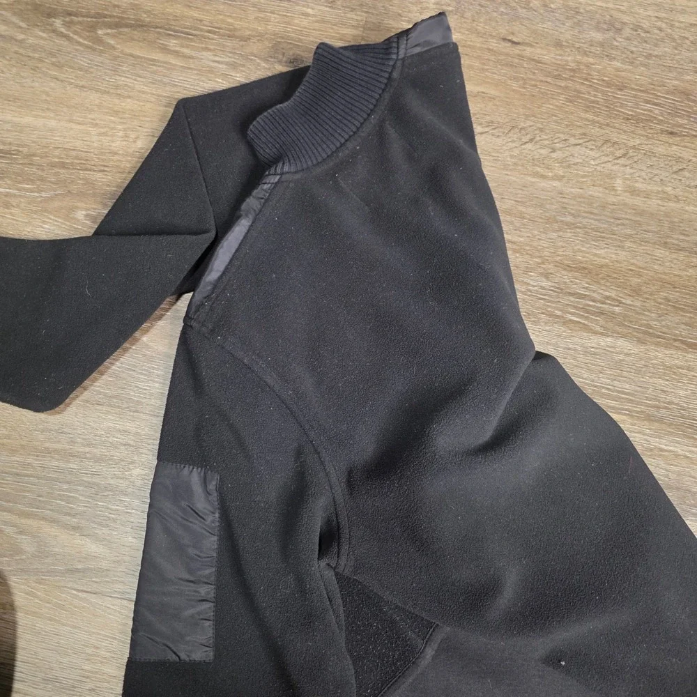 Banana Republic‎ Mens Quarter Zip Fleece Pullover Black Sleeve Pocket Large